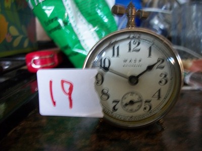 Waterbury WASP Under 2 inch Tiny Miniature Antique Vintage wind up alarm clock