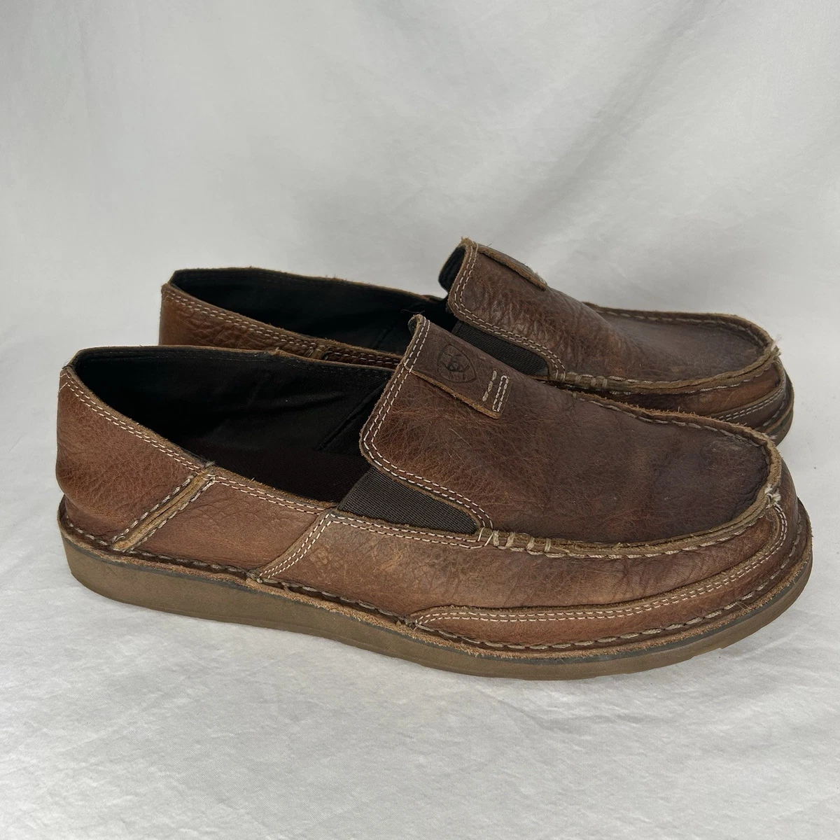 Mens Vtg Foundry Co Slip On Loafer 8.5 Brown Camo Buckle Strap Bermuda Saddle Leather Braided Bit Loafers - Camo | Martin  main image 4