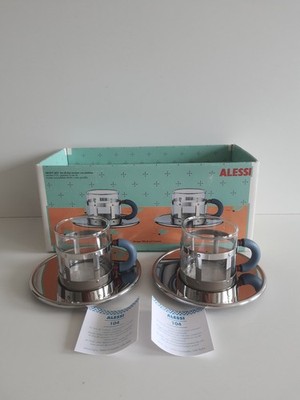 Alessi MGDT Set Michael Graves Edelstahl / Glas 2er Mokkatassen NEU & OVP !!!
