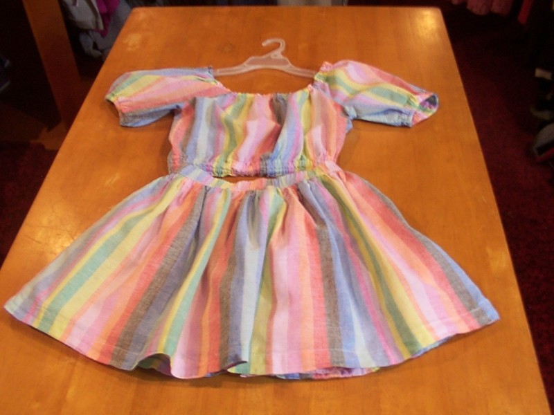 Gap Kids Rainbow Striped Colorful Linen Blend Skirt & Matching Midriff Top-Sz 12