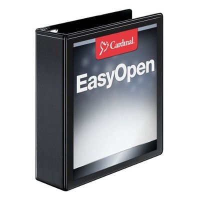 Cardinal 10321CB EasyOpen Clearvue 2'' D-Ring Binder Black 525 Sheets