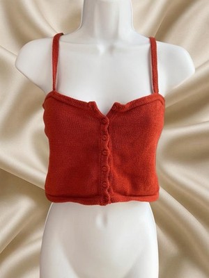 Kordal New York Organic Cotton Knit Cami Crop Top Coastal Minimalist Size Small