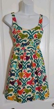 Anthropologie Judith March Aztec Bird Print Sleeveless Dress Size Small pockets