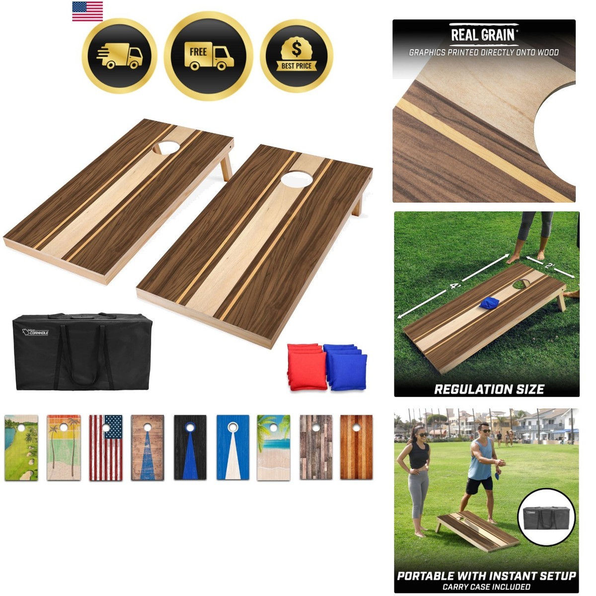4 x 2 ft Regulation Size Wood Cornhole Boards - 10 Vintage Wood