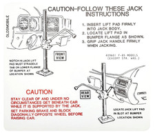 Jacking Instructions Decal For 1971 Oldsmobile Cutlass F85 442 Models Gm 409601 Jacking Instructions Decal For 1971 Oldsmobile Cutlass F85 442 Models Gm 409601