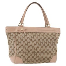 GUCCI GG Canvas Tote Bag Beige Gold 257061 Auth ka3717