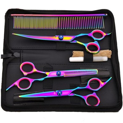 Dog Grooming Scissors Colorful Pet Trimming Scissors Set Professional Groomin...