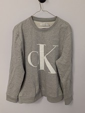 Calvin Klein CK Logo Sweatshirt Medium Gray Crewneck Pullover NWOT