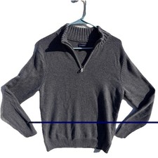 Croft  Barrow Men  s Gray Quarter-zip Sweater Medium Academia Preppy