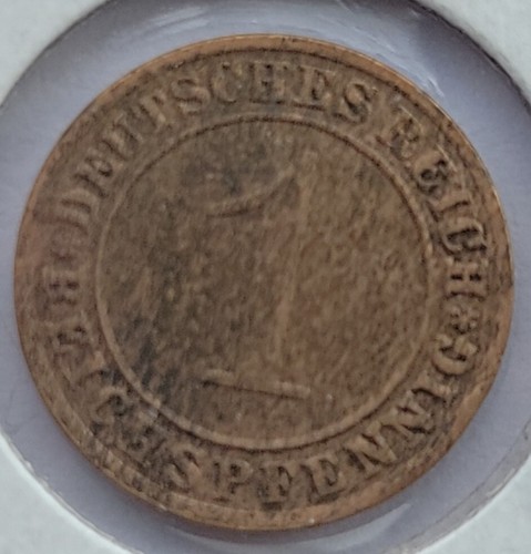 1934 F German Weimar Republic 1 Renten pfennig 1347 - Picture 2 of 2