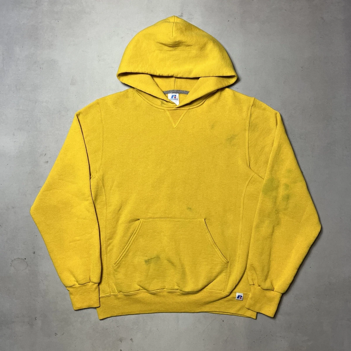 Vintage Russell Athletic Hoodie Sweatshirt Yellow M