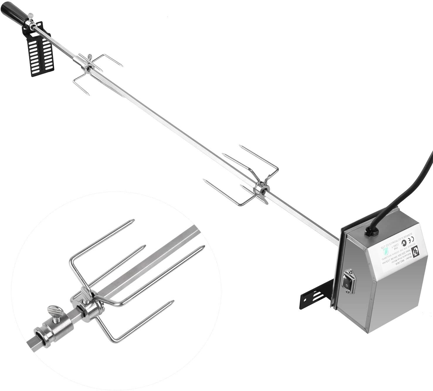 Tourne-broche électrique automatique avec moteur de barbecue 4W en acier inoxydable