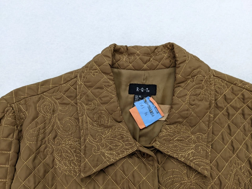 RQT Women's Jacket Size XL Brown Quilted Lightweight Classic Button Up - Image 3 of 4