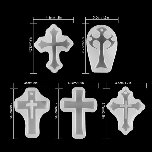 5 IN 1 DIY Silicone Cross Resin Mold Jewelry Epoxy Making Casting Mould Tool - Picture 10 of 12