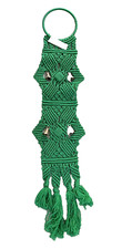 Handmade Macrame Bells of Sarnia Wall Hanging Green 4 Vintage Etched Bells 40"