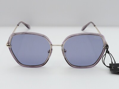 QUAY VERVE WOMEN'S HEXAGONAL SUNGLASSES BLUE/BLUE 125MM NEW