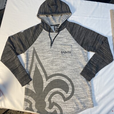 NFL Team Apparel Mens Hoodie Sweatshirt Long Sleeve New Orleans Saints Gray Sz L