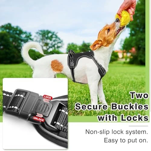Dog Harness No Pull, Adjustable Pet Vest with X-Large Black(no collar)