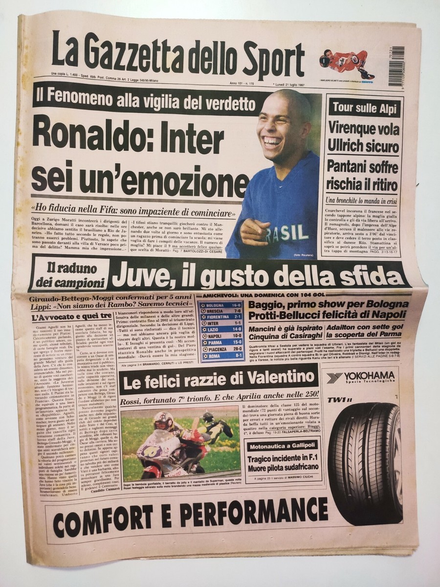 Gazzetta Dello Sport Du 21 Avril 1997 - Bartoli, Udinese, Juventus, Inter, Lazio