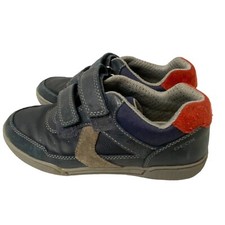 Geox Respira Kids Navy Blue Leather Suede Hook Loop Sneakers Size US 2 EUR 33