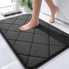  Memory Foam Bath Mat 30x20, Ultra Soft and Absorbent Bathroom 30" x 20" Black