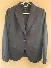 Talbots Women's Career Work Wool Blend Navy Pinstripe Blazer Sz 10 Petite