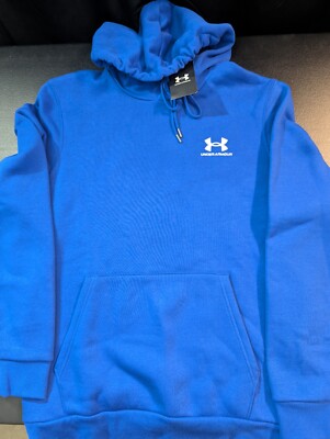 Under Armour Mens Essential Fleece Hoodie Royal Blue UA Pullover Sz M NWT 