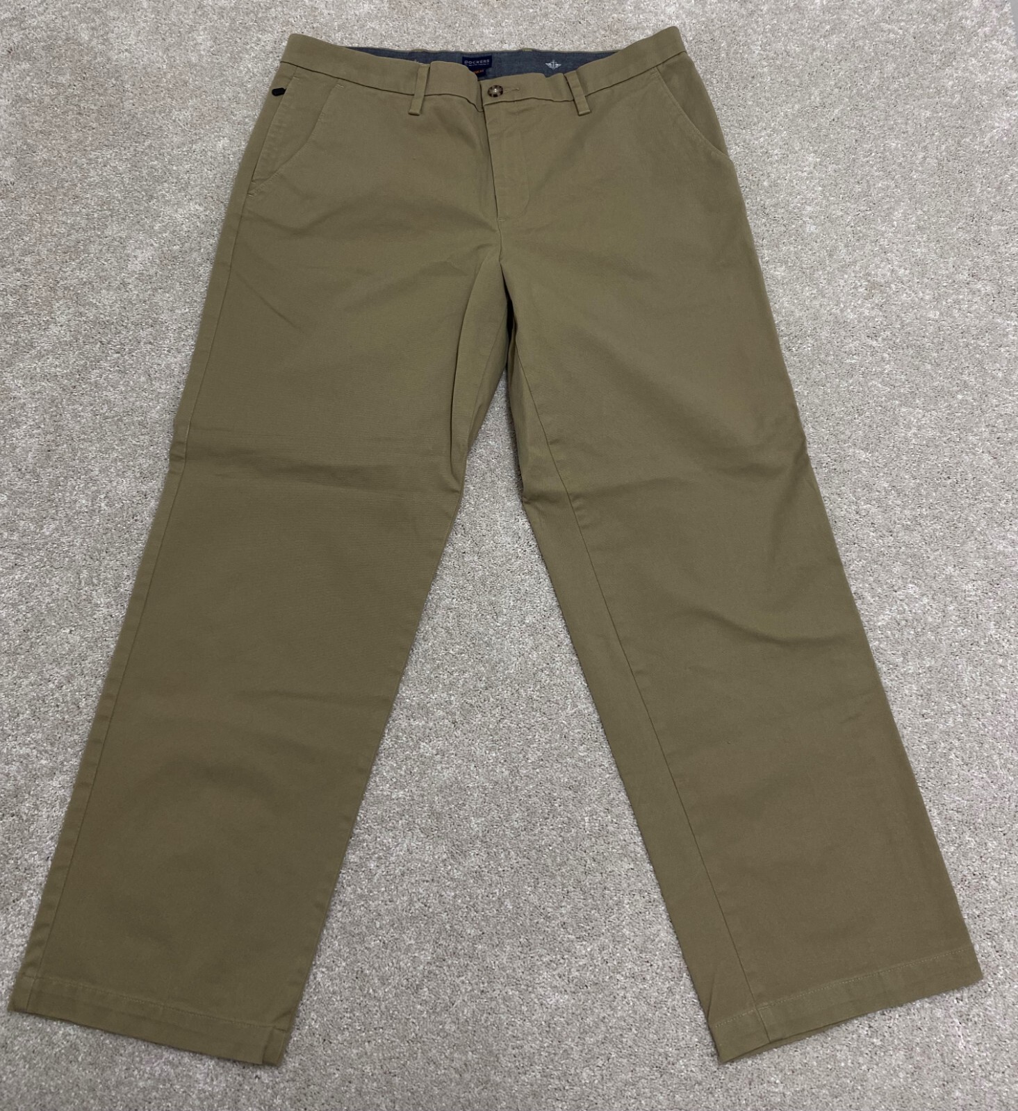 Dockers Classic Fit Pants Men's 38 x 30 Stretch Flat Front Pockets Zip Tan