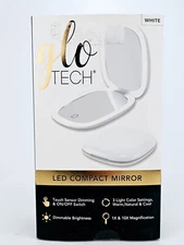 Glo Tech LED Compact Mirror 1x 10x Magnification 3 Light Settings Sensor White