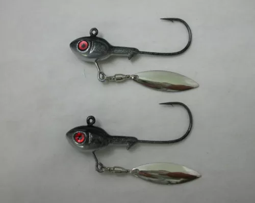 2 - 3/8 oz. - Underspin Jigs  Color: SILVER SHAD