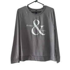 Ambrielle Sleepwear Women's Gray Pajama Top Sparkle & Shine NWT Size Medium
