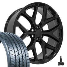 5904 Black 26 Inch Snowflake Wheels 29530 Tires Tpms Set Fit Gmc Chevy Cadillac 5904 Black 26 Inch Snowflake Wheels 29530 Tires Tpms Set Fit Gmc Chevy Cadillac