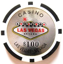 us.WELCOME TO CASINO LAS VEGAS ,Nevada, USA Gambler  Collector Chip 100  127 