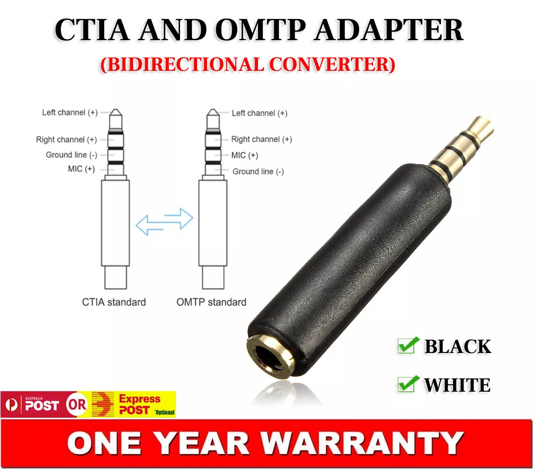 3.5mm AUX Audio CTIA OMTP TRRS Swap Converter Adapter Female to Male Connector