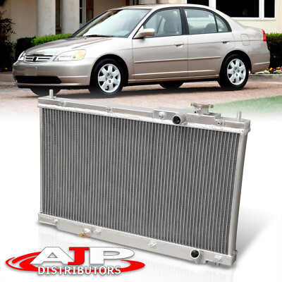 Aluminum Dual Core/Row Engine Cooling Radiator For 2001-2005 Honda Civic MT 1.7L