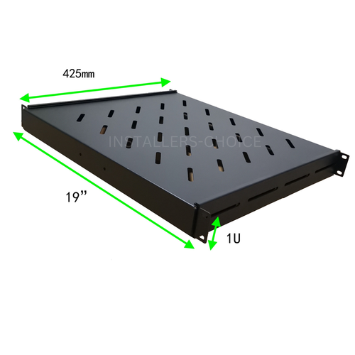 Fixed Rack Vented Server Shelf 1U 19" 4-Post Adjustable Depth 17" to 33", Black - Picture 6 of 9