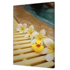 Yellow Rubber Duck Plumeria Frangipani Flowers Bathroom Spa Zen Canvas Print