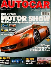 AUTOCAR MAGAZINE 24-OCT-01- Morgan Aero 8, BMW 320d E46, VW Golf GTi PD, Sebring