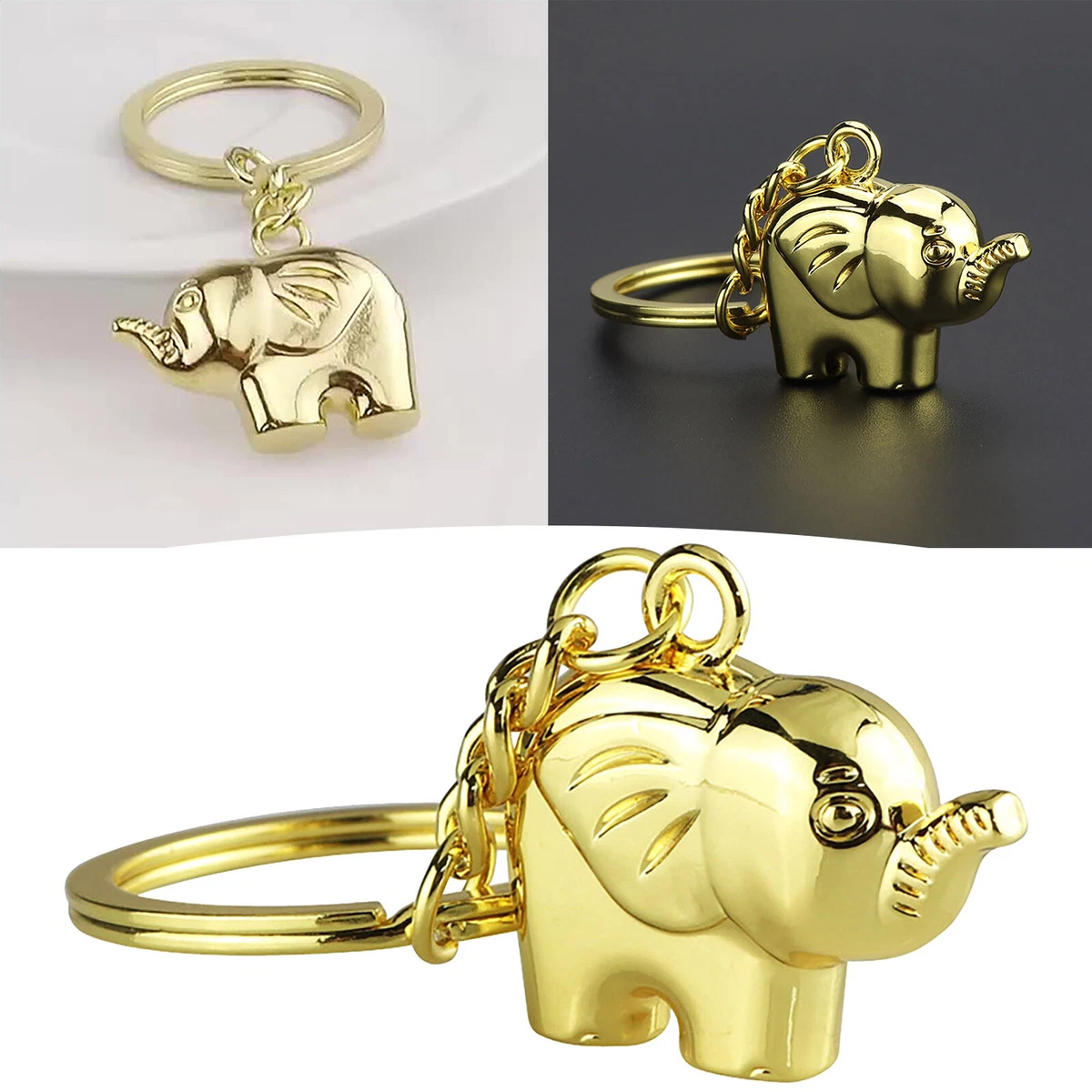 Animal Elephant Keychain Golden Elephant Keychain Small Gift Key