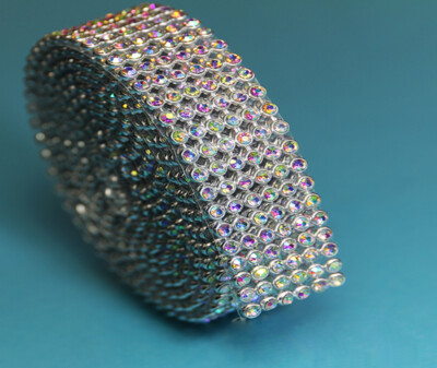 Hotfix CRYSTAL AB Mesh Strassband SS8 Borte 2cm 6 Reihen zum aufbügeln Strass