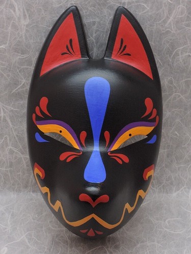 Komendo Full Face Fox Kitsune Mask IKUSA Hand Made Painted Japan Party W/Strap - Picture 2 of 10