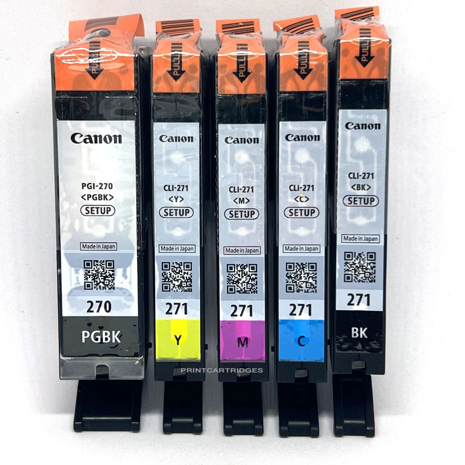 Cartuchos de tinta color originales Canon PGI-270 BK CLI-271 B/C/M/Y paquete de 5 configuración nuevos Foto 2 de 4