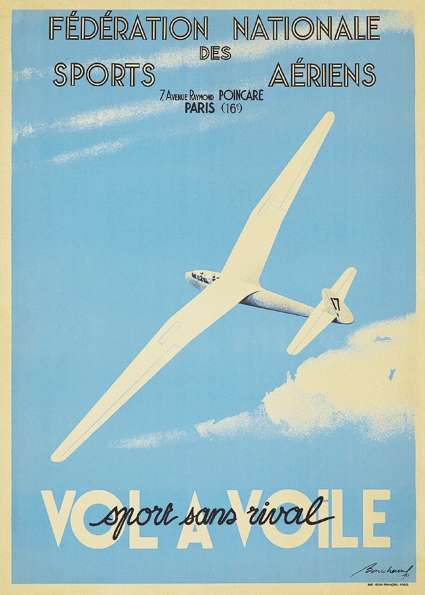 Affiche Vintage Vol à Voile / Avion - Poster HQ 50x70cm - Rrts