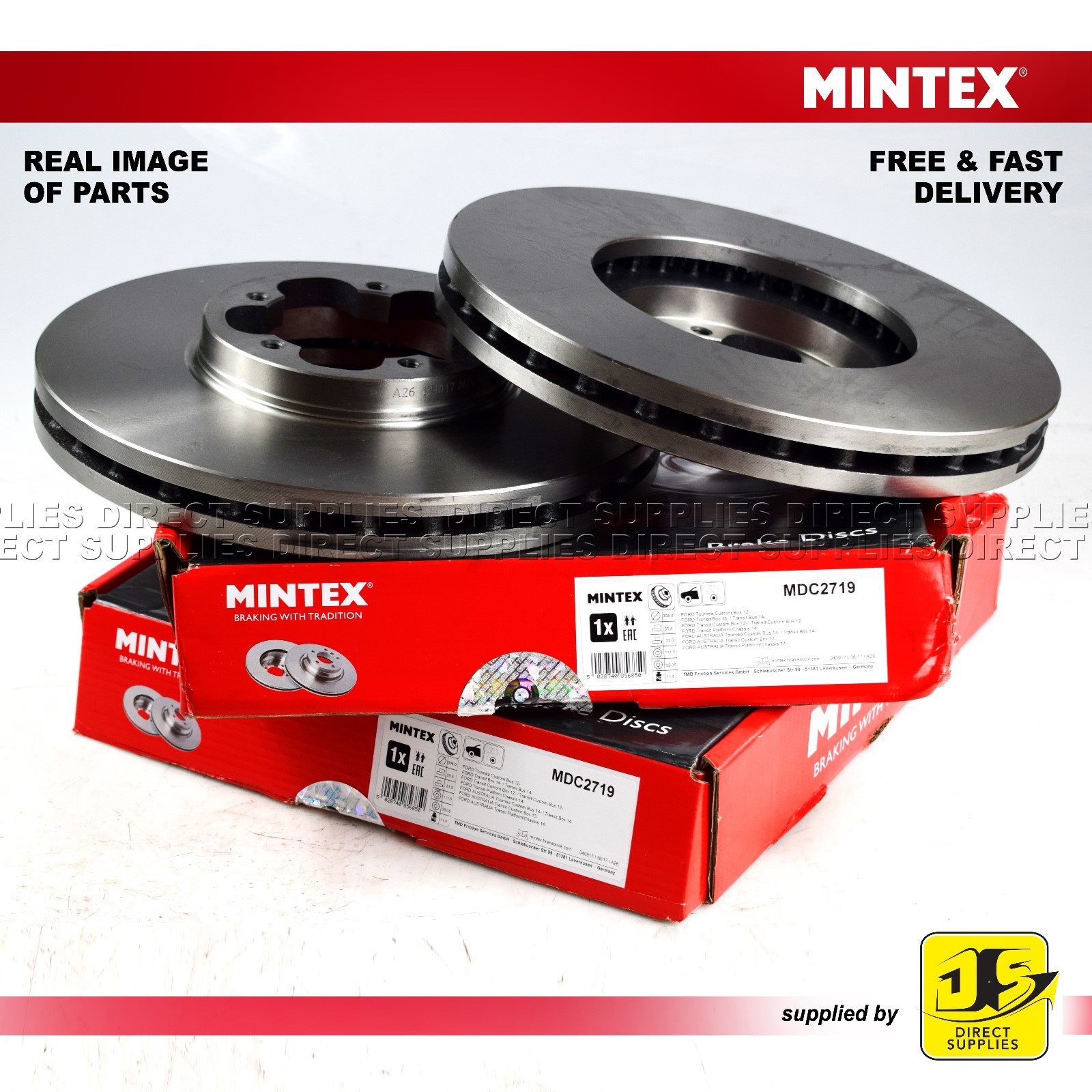 FORD TOURNEO TRANSIT 2.0 2.2 3.5 3.7 MINTEX FRONT DISC MDC2719 PAIR