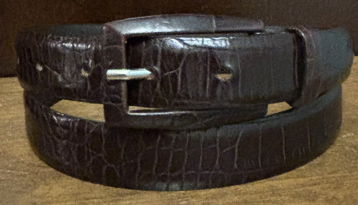 Nordstrom Dark Brown alligator Embossed Belt Alligator Embossed Calfskin Belt With 4pc Buckle Set - Cognac main image 2