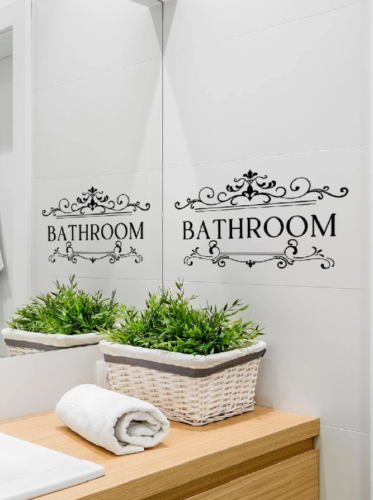 1pc PVC Bathroom Wall Decal – Modern Letter Graphic for Home Decoration - NEW - Picture 5 of 8