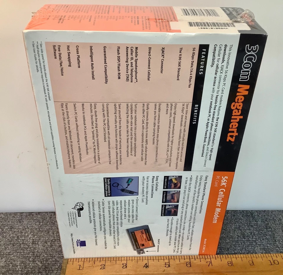 3Com Megahertz 56K Cellular Modem PC Card NEW IN BOX old school NOS vintage GD - Image 3 of 4