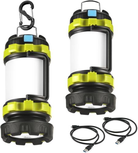 2 Pack LED Camping Lantern Flashlight Rechargeable,6 Light Modes, 3600mAh