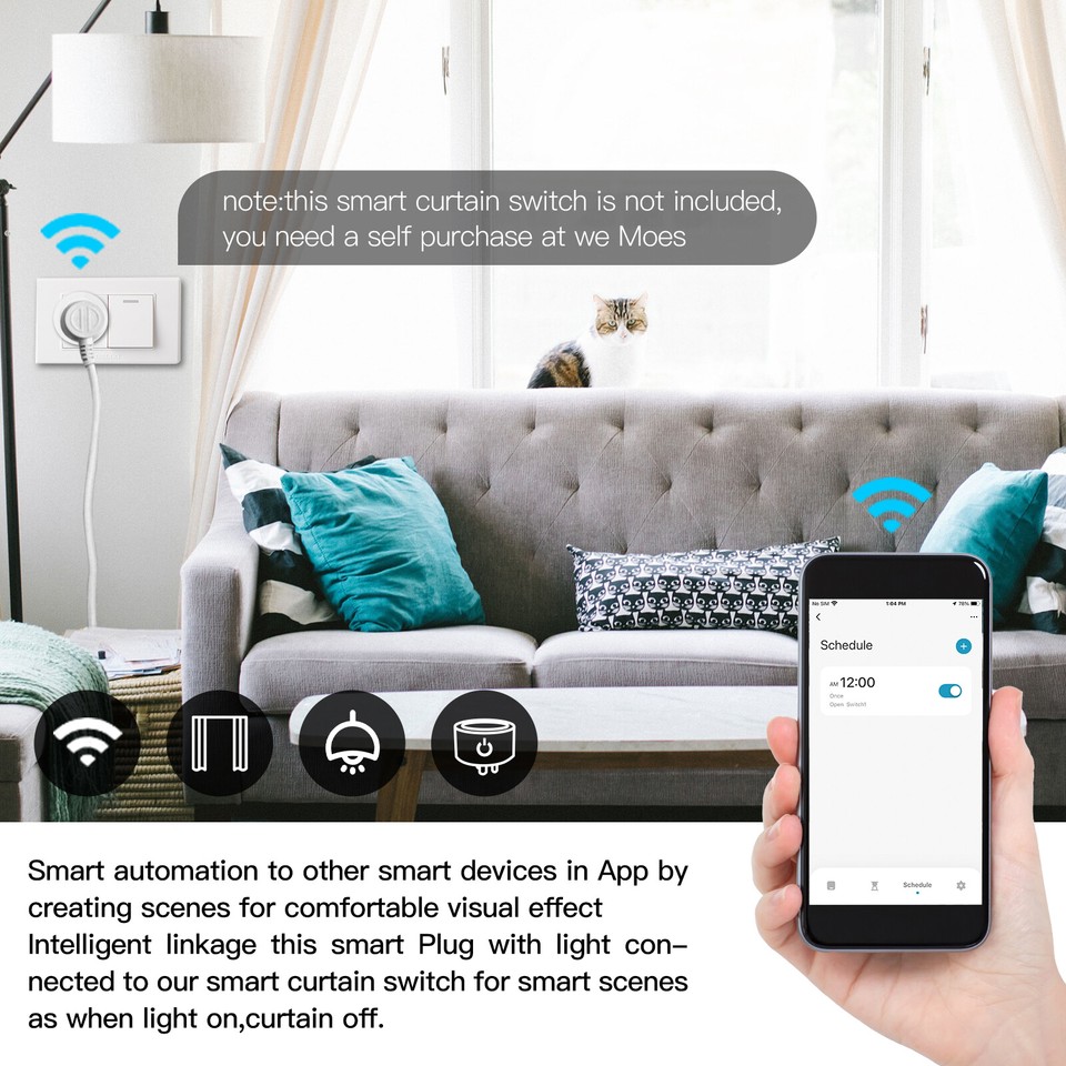 Moes WiFi Dimmer Presa Di Corrente Spina Intelligente Luminosà Regolare Presa Timer Tuya Life App Alexa Google Assistant Controllo Vocale US - Foto 11