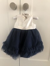 Janie and Jack Special Occasion Dress, white top with navy tulle circle bottom.